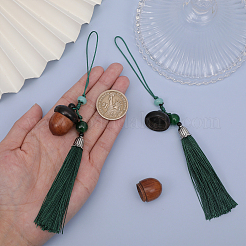 Украшения из подвесок из сандалового дерева и желудей&nbsp;HJEW-WH0039-30