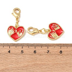 Herzförmiger Anhänger aus Messing mit Handmotiv und Emaille&nbsp;KK-T083-01L-G