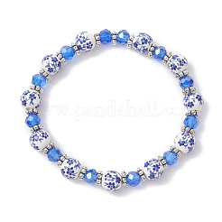 Круглые эластичные фарфоровые керамические браслеты ручной работы с цветочным принтом&nbsp;BJEW-JB12997