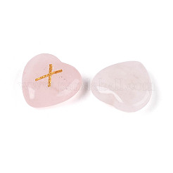 25 шт. натуральный розовый кварцевый рунический камень в форме сердца с гравировкой алфавита старшего футарка&nbsp;G-T144-02D