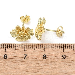 Boucles d'oreilles puces en laiton à motif floral pour la Saint-Valentin&nbsp;EJEW-D351-03G