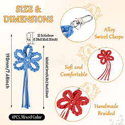4 pz di decorazioni pendenti in fili di cotone a forma di fiore&nbsp;HJEW-TA00406