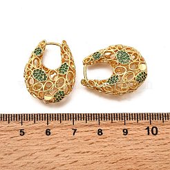 Серьги-кольца из латуни с микропаве из кубических цирконий&nbsp;EJEW-B148-06G