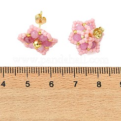 Boucles d'oreilles à tige en jade malaisien naturel&nbsp;EJEW-MZ00742-01