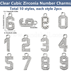 20шт 10 стиля латунные микропаве прозрачные кубические подвески из циркония&nbsp;ZIRC-SC0001-31