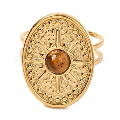 Oval mit Sonne natürliche Tigerauge Fingerringe&nbsp;RJEW-Q822-40G-01