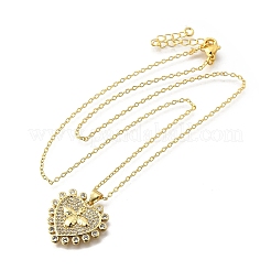 Женские ожерелья с подвеской в виде пчелы в форме сердца из латуни с микропаве из прозрачного кубического циркония&nbsp;NJEW-D311-01C-G