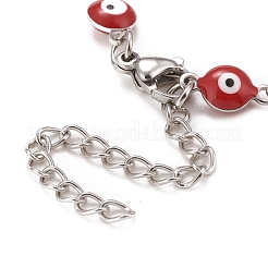 Ovale en émail avec bracelet chaînes à maillons mauvais œil&nbsp;BJEW-P271-04P