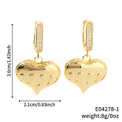 Модные латунные серьги-кольца в форме сердца из прозрачного кубического циркония&nbsp;SN8778-1