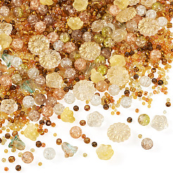 40 шт. 4 вида прозрачных стеклянных бусин-цветочков&nbsp;GLAA-TA0003-50