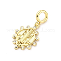 Charms pendenti europei in ottone con micro pavé di zirconi cubici&nbsp;KK-D325-25G-04