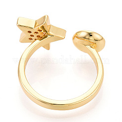 Monture de bague en laiton étoile avec micro pavé de zircones cubiques&nbsp;LS-KK-N274-06G