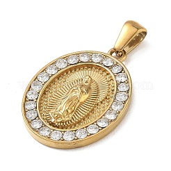 Pendentifs en acier inoxydable 304 micro pavés de zircones cubiques transparentes&nbsp;CU-CBAF0F8-05D-G