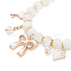 Pulsera elástica con cuentas de jade amarillo natural y cuarzo craquelado sintético&nbsp;BJEW-JB08527-03