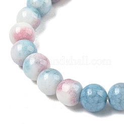 Braccialetti elasticizzati da donna con perline di vetro craquelé opaco da 10 mm&nbsp;BJEW-PH01823-23