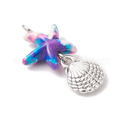 7 шт. 7 стиля синтетических окрашенных бирюзовых морских звезд и сплава морских животных&nbsp;PALLOY-JF03754-02