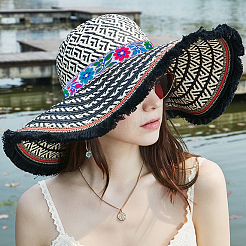 Вышивка полиэфирными лентами в этническом стиле&nbsp;OCOR-WH0077-29B