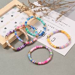 Braccialetti elastici perline heishi in argilla polimerica&nbsp;BJEW-JB05740