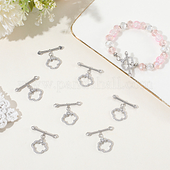 10шт латунь микро проложить прозрачные фианиты застежки-тоггл&nbsp;KK-BBC0021-02P