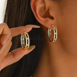 Полые латунные серьги-кольца с прозрачными кубическими циркониями&nbsp;OV8801