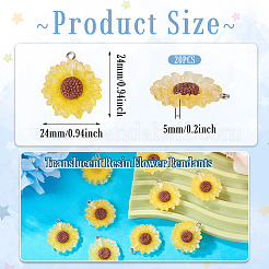 Pendentifs fleurs en résine translucide&nbsp;RESI-TAC0010-99