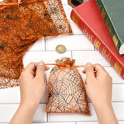 Сумки из органзы с завязками и принтом пауков на тему Хэллоуина&nbsp;ABAG-WH20021-006C