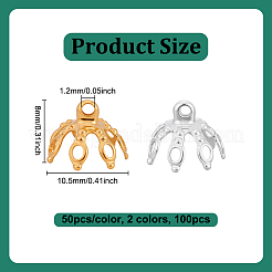 100 шт. 2-х цветные латунные колпачки для бусин&nbsp;KK-UN0005-39