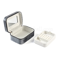 Итальянские бархатные двухслойные коробки для хранения ювелирных изделий на молнии с зеркалом внутри&nbsp;CON-G023-09C