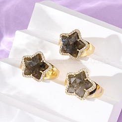 Bagues manchette en pierre précieuse naturelle et zircone cubique&nbsp;RJEW-M076-02G