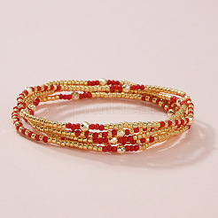 5 шт. браслет в стиле бохо из многорядных бусин со стеклянными вставками.&nbsp;XH2796