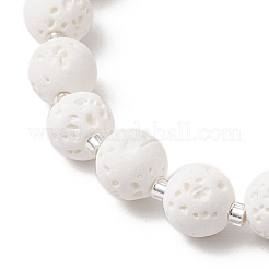 Braccialetti elastici con perline rotonde in pietra lavica naturale e sintetica a tema Halloween&nbsp;BJEW-MZ00185-01
