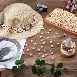 Perles européennes en bois naturel non fini&nbsp;WOOD-PH0009-04E