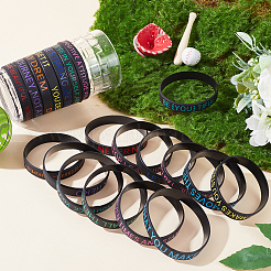 20 pièces 20 styles citations de motivation bracelets en cordon de silicone bracelets&nbsp;BJEW-WH0020-51B