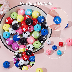 100шт 10 цвета непрозрачные акриловые бусины&nbsp;SACR-SP0001-15