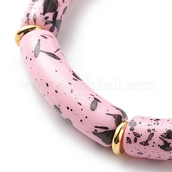Braccialetto elastico con perline in tubo curvo acrilico&nbsp;BJEW-JB08443-01