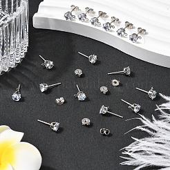 30 шт. фурнитура для сережек-гвоздиков из прозрачного кубического циркония&nbsp;EJEW-BBC0006-06B