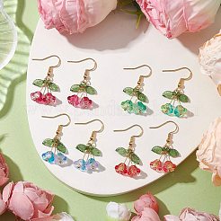 4 пара 4 стилей стеклянных и акриловых подвесных украшений&nbsp;EJEW-TA00540