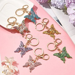 Porte-clés en strass en alliage papillon&nbsp;KEYC-YW00114-01