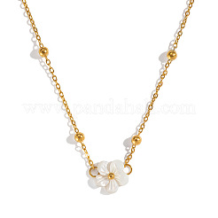 Minimalistische natürliche weiße Muschelblumenanhänger 304 Edelstahlkette Halsketten für Frauen&nbsp;LS-CE9566