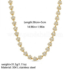 Collares de cadena con diseño de flor de un pétalo engastada con circonitas cúbicas transparentes&nbsp;WG9E91A-01