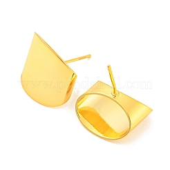 Orecchini a bottone rettangolari in ottone placcato cremagliera&nbsp;EJEW-K245-49G