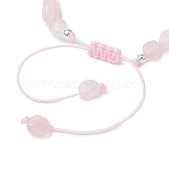 Браслеты из плетеных бусин из натурального розового кварца и синтетической бирюзы.&nbsp;BJEW-JB13275-02