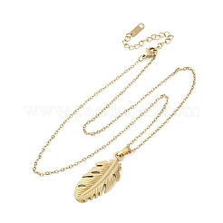 Ожерелья с подвесками из нержавеющей стали 304 в виде листа&nbsp;NJEW-M096-17G
