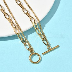 Ожерелья из одной нити и цепочки в виде скрепки из нержавеющей стали 304 для женщин.&nbsp;NJEW-G193-02G