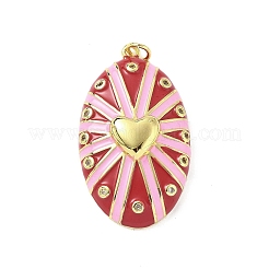 Овальные подвески с сердцем из латуни с микропаве и фианитами&nbsp;KK-Z114-24G