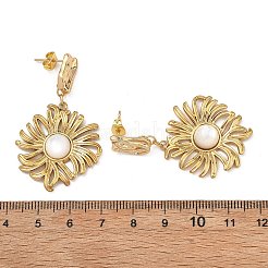Orecchini pendenti da donna in acciaio inossidabile 304 e conchiglia naturale.&nbsp;EJEW-JE07213-02