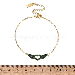 Valentinstag-Armband aus Edelstahl 304 mit Strassherz und Engelsflügeln&nbsp;SA-CBA5F76-01G