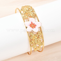 Браслеты-манжеты из нержавеющей стали 304 в виде цветка для женщин&nbsp;LS-BJEW-A049-02G