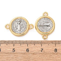 Religione medaglia di San Benedetto in ottone bicolore maglie connettore ciondoli&nbsp;KK-B197-02G