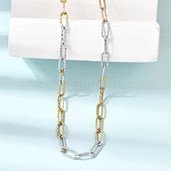 Colliers à chaîne trombone texturée en acier inoxydable 304 bicolore de 4 mm pour homme et femme&nbsp;SA-CBAB767-09GP
